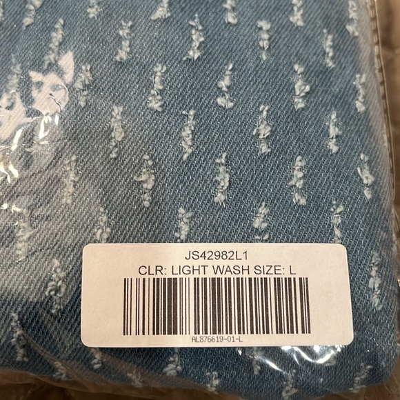 Light Wash Denim Textured Raw Hem Midi Skirt/NWT/L - Picture 15 of 16